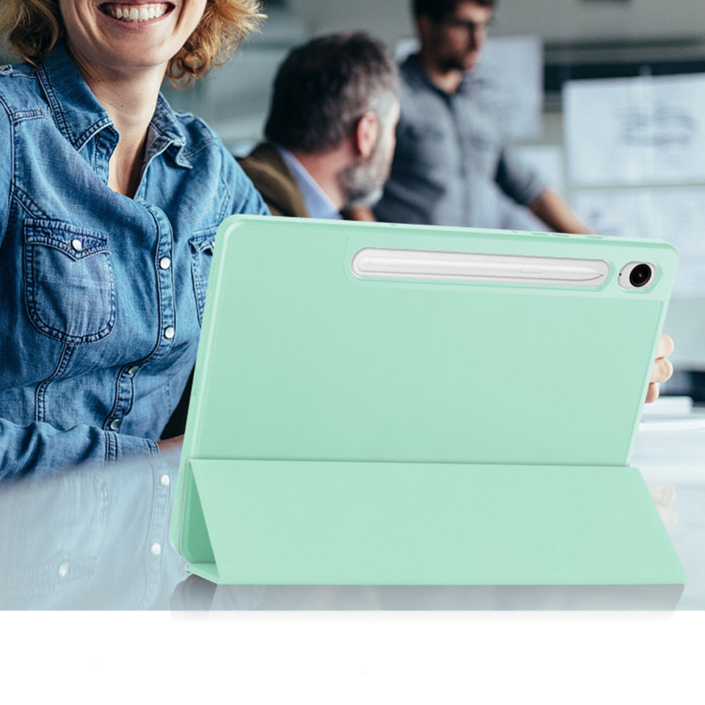 Husa de protectie pentru tableta Techsuit Flex Trifold compatibila cu Samsung Galaxy Tab S9 FE, verde deschis, TPU