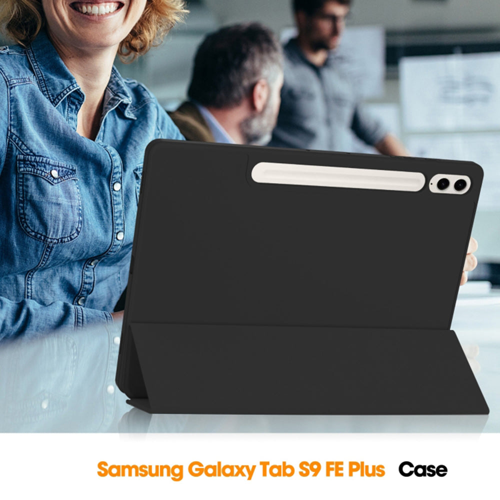 Husa de protectie pentru tableta Techsuit Flex Trifold compatibila cu Samsung Galaxy Tab S9 FE Plus, negru, TPU