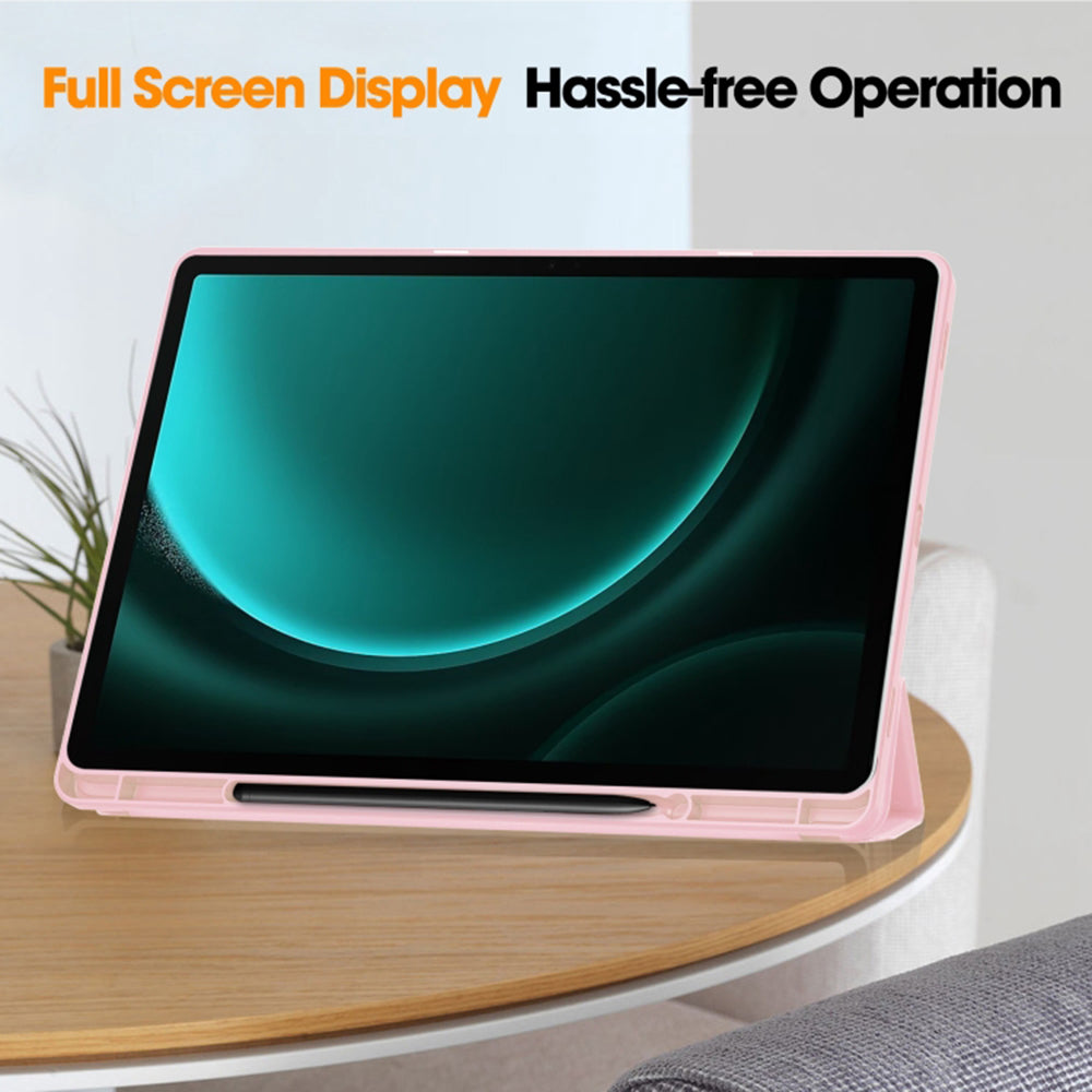Husa de protectie pentru tableta Techsuit Flex Trifold compatibila cu Samsung Galaxy Tab S9 FE Plus, roz, TPU