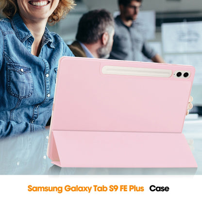 Husa de protectie pentru tableta Techsuit Flex Trifold compatibila cu Samsung Galaxy Tab S9 FE Plus, roz, TPU