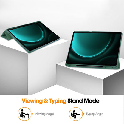 Husa de protectie pentru tableta Techsuit Flex Trifold compatibila cu Samsung Galaxy Tab S9 FE Plus, verde inchis, TPU
