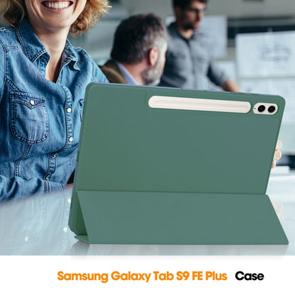 Husa de protectie pentru tableta Techsuit Flex Trifold compatibila cu Samsung Galaxy Tab S9 FE Plus, verde inchis, TPU