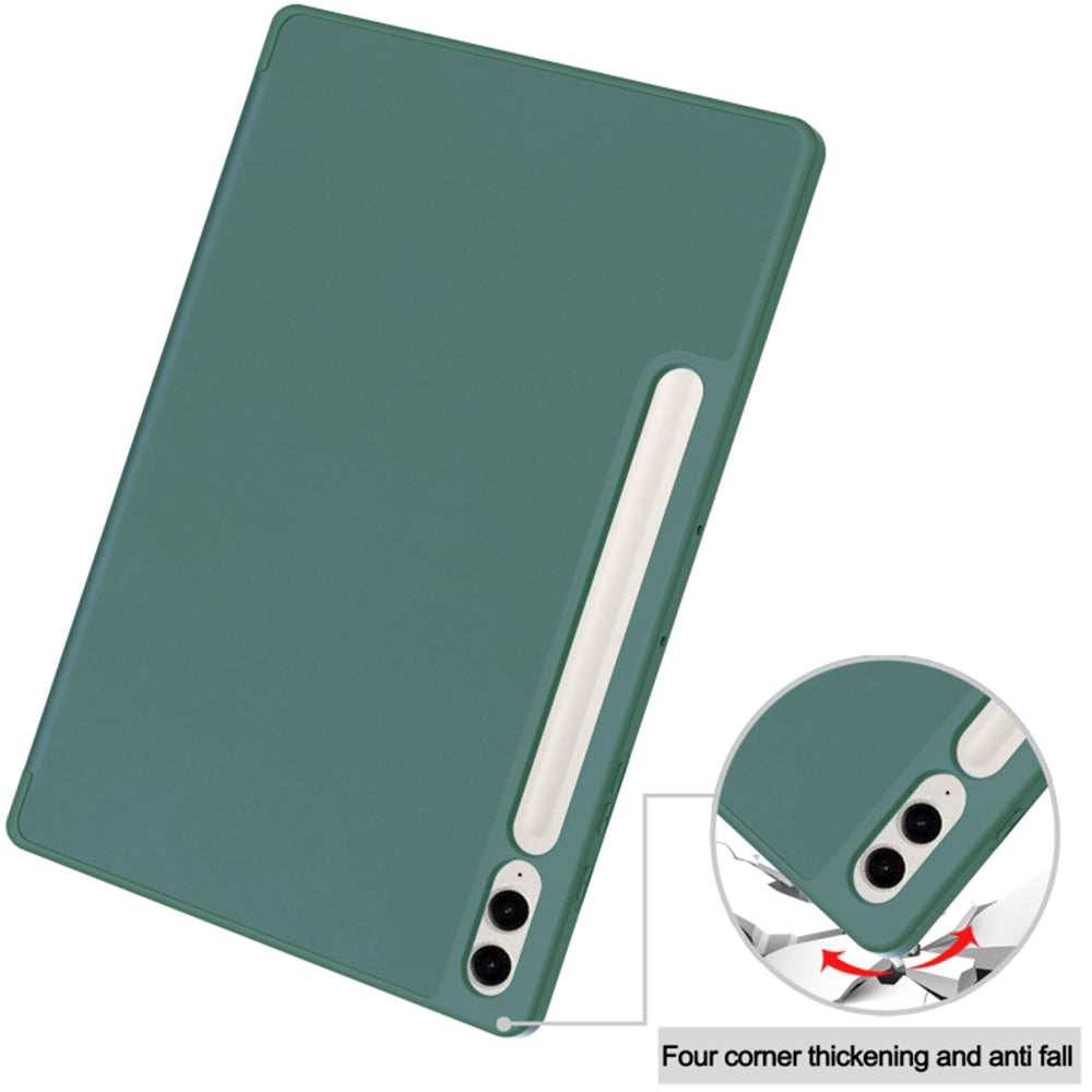 Husa de protectie pentru tableta Techsuit Flex Trifold compatibila cu Samsung Galaxy Tab S9 FE Plus, verde inchis, TPU