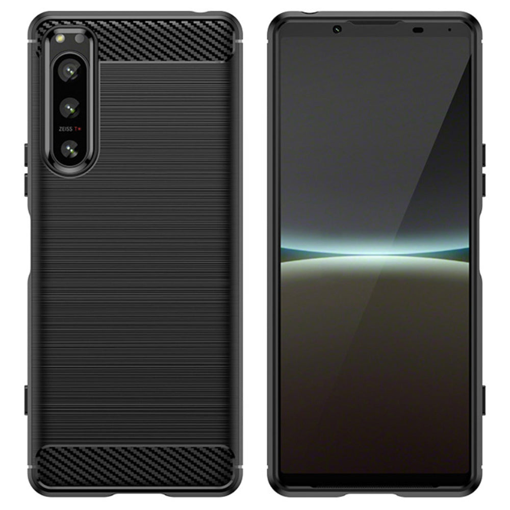 Husa de protectie Techsuit Carbon Siliconecompatibila cu Sony Xperia 5 IV , acoperire spate, negru