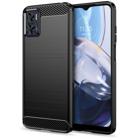 Husa de protectie Techsuit Carbon Siliconecompatibila cu Motorola Moto E22 , acoperire spate, negru
