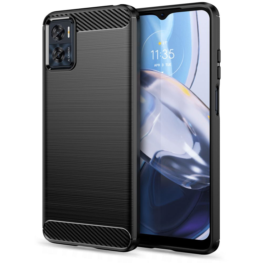 Husa de protectie Techsuit Carbon Siliconecompatibila cu Motorola Moto E22i , acoperire spate, negru