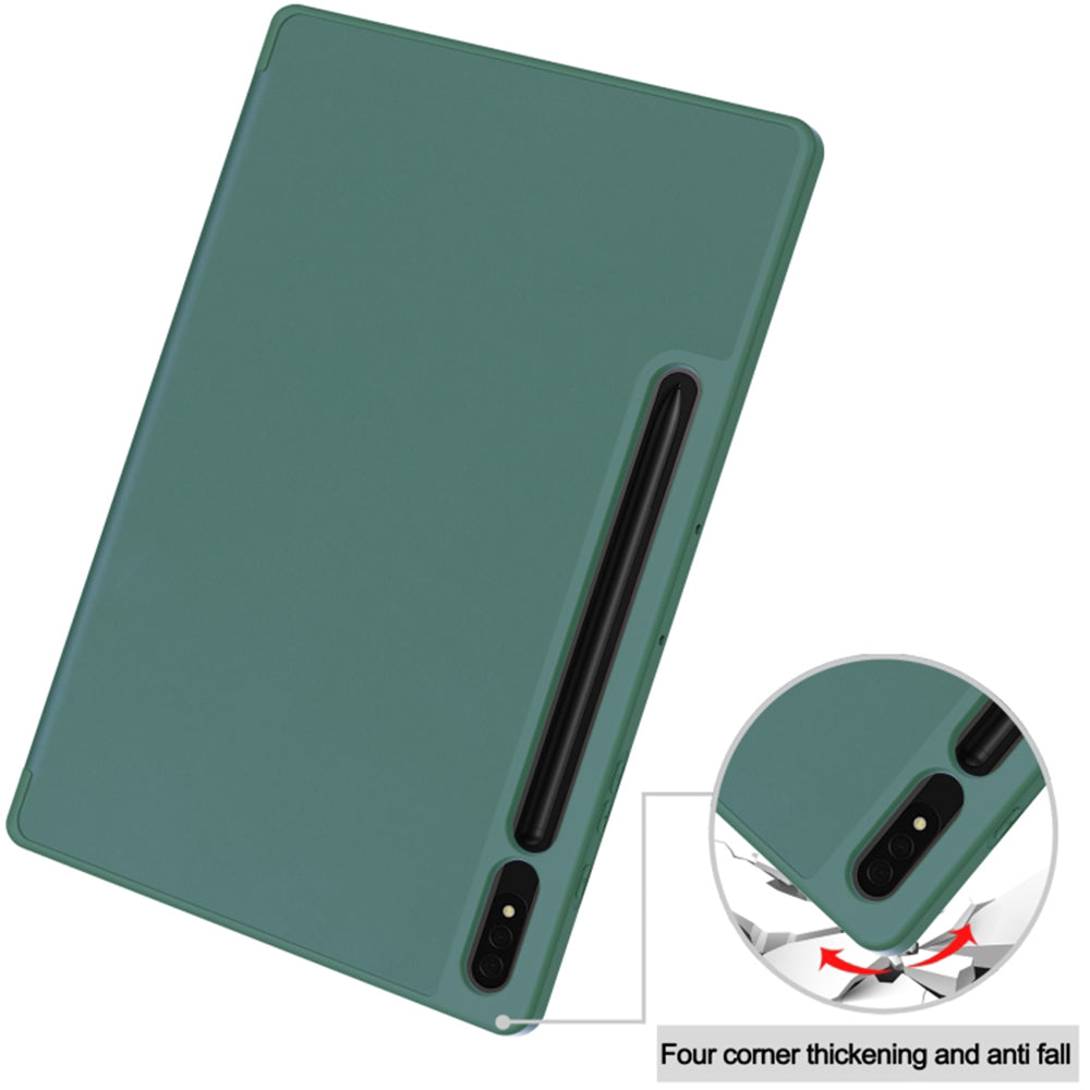 Husa de protectie pentru tableta Techsuit Flex Trifold compatibila cu Samsung Galaxy Tab S8, verde inchis, TPU