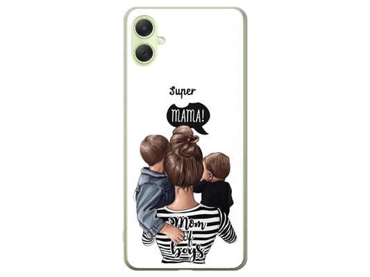 Husa Silicon HQCover compatibila cu Samsung Galaxy A31, model Super Mom of Boys, rezistenta la socuri si zgarieturi, SP1M00031