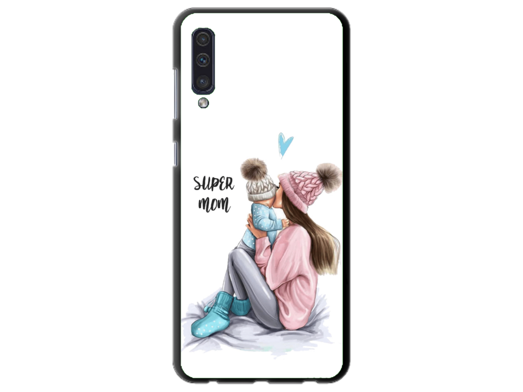Husa Silicon HQCover compatibila cu Samsung Galaxy A50, model Super Mom, rezistenta la socuri si zgarieturi, SP1M00030