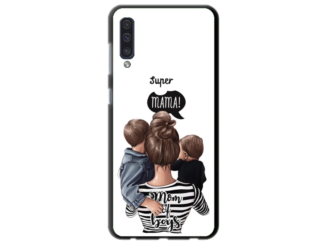 Husa Silicon HQCover compatibila cu Samsung Galaxy A50, model Super Mom of Boys, rezistenta la socuri si zgarieturi, SP1M00031