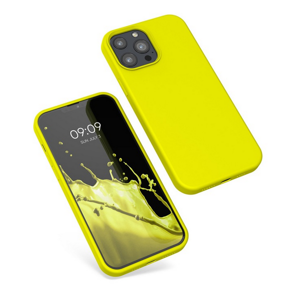 Husa de protectie Silicon compatibila cu Apple iPhone 13 Pro, galbena, rezistenta la socuri, tip carcasa, interior microfibra