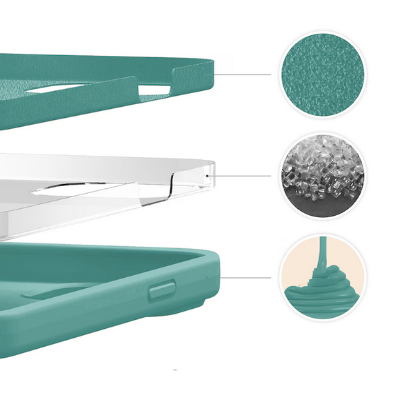 Set Husa Silicon + Folie din silicon Case Friendly compatibila cu Apple iPhone 15 Pro, menta, protectie 360