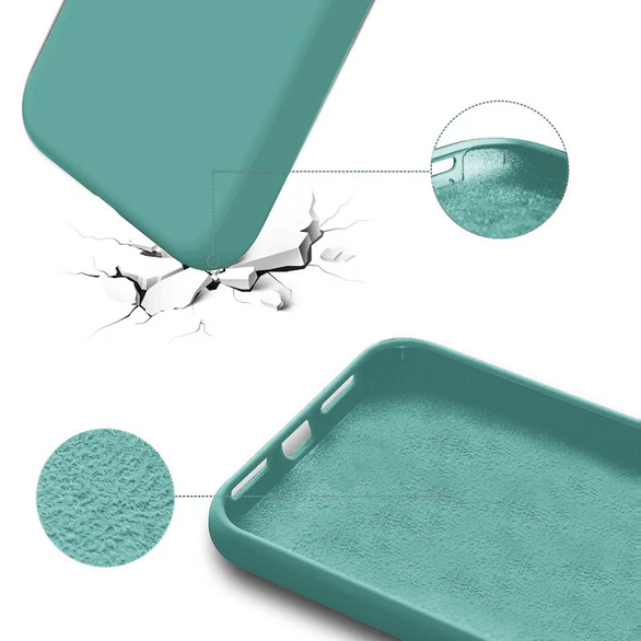Set Husa Silicon + Folie din silicon Case Friendly compatibila cu Apple iPhone 12 Pro Max, menta, protectie 360
