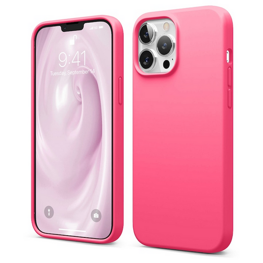 Husa de protectie Silicon compatibila cu Apple iPhone 12 Pro, roz neon, rezistenta la socuri, tip carcasa, interior microfibra