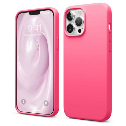 Husa de protectie Silicon compatibila cu Apple iPhone 12 Pro Max, roz neon, rezistenta la socuri, tip carcasa, interior microfibra
