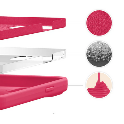 Set Husa Silicon + Folie din silicon Case Friendly compatibila cu Apple iPhone 15 Pro, roz neon, protectie 360