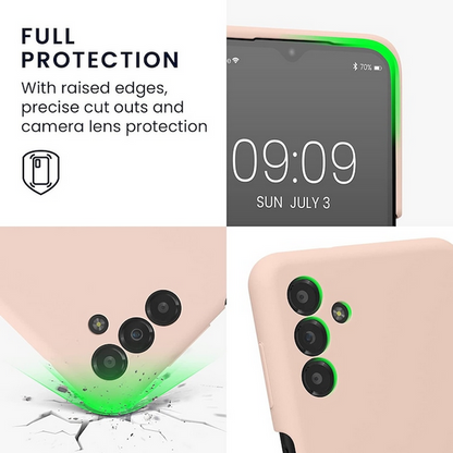 Set Husa Silicon + Folie din silicon Case Friendly compatibila cu Apple iPhone 12, roz pudra, protectie 360