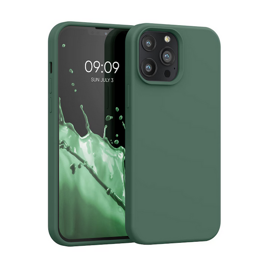 Husa de protectie Silicon compatibila cu Apple iPhone 12 Pro, verde inchis, rezistenta la socuri, tip carcasa, interior microfibra