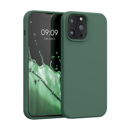 Husa de protectie Silicon compatibila cu Apple iPhone 13 Pro Max, verde inchis, rezistenta la socuri, tip carcasa, interior microfibra