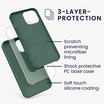 Set Husa Silicon plus Folie din silicon Case Friendly compatibila cu Apple iPhone 16 Plus, verde inchis, protectie 360
