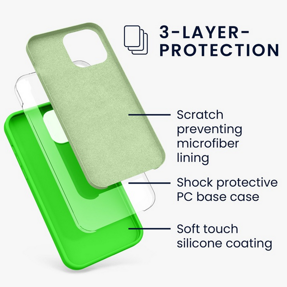 Set Husa Silicon + Folie din sticla Privacy compatibila cu Apple iPhone 12 Mini, verde neon, protectie 360