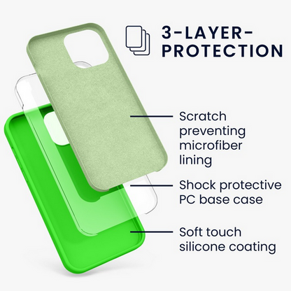 Set Husa Silicon + Folie din sticla Privacy compatibila cu Apple iPhone 12 Pro Max, verde neon, protectie 360