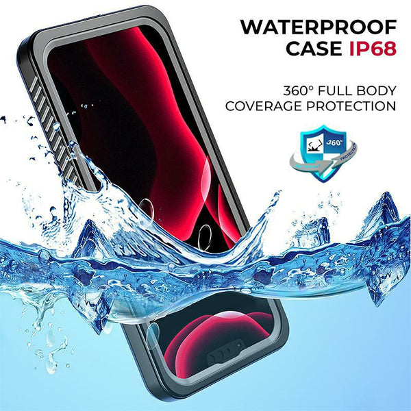 Husa Waterproof IP68 compatibila cu Apple iPhone 15, neagra, full cover 360, anti-shock