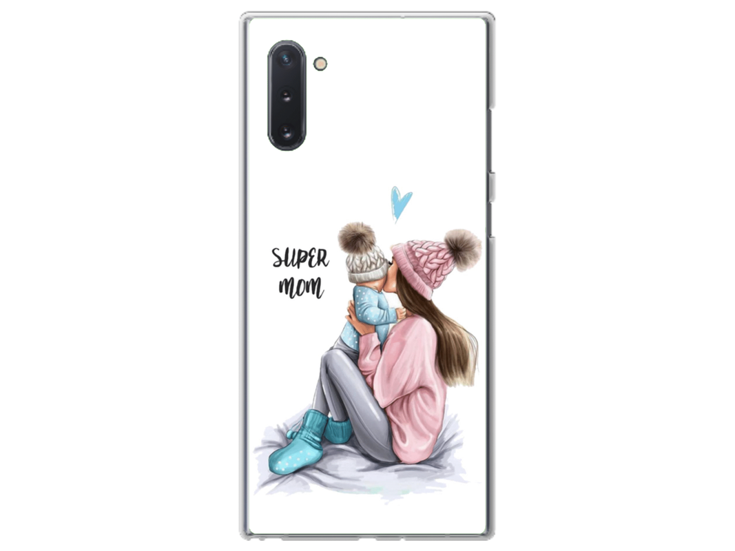 Husa Silicon HQCover compatibila cu Samsung Galaxy Note 10, model Super Mom, rezistenta la socuri si zgarieturi, SP1M00030