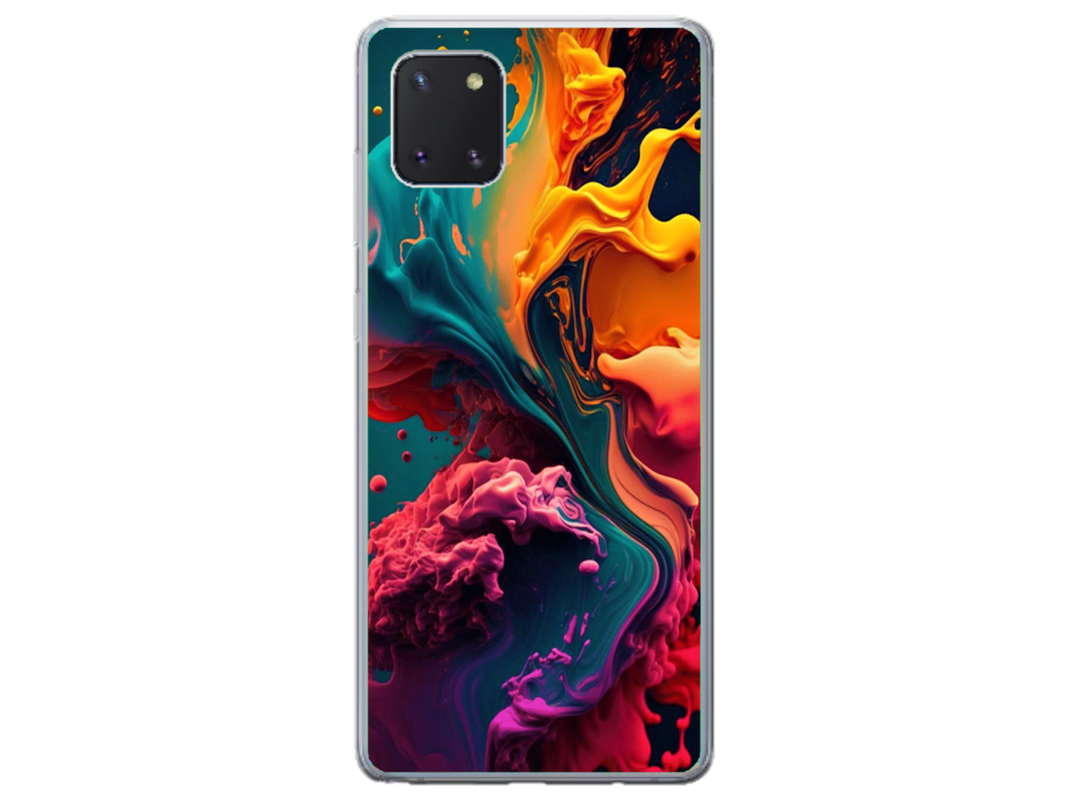 Husa Silicon HQCover compatibila cu Samsung Galaxy Note 10 Lite, model Explozie de culori v1, rezistenta la socuri si zgarieturi, SP1M00029
