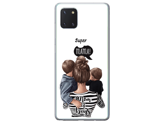 Husa Silicon HQCover compatibila cu Samsung Galaxy Note 10 Lite, model Super Mom of Boys, rezistenta la socuri si zgarieturi, SP1M00031