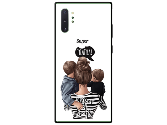 Husa Silicon HQCover compatibila cu Samsung Galaxy Note 10 Plus 5G, model Super Mom of Boys, rezistenta la socuri si zgarieturi, SP1M00031