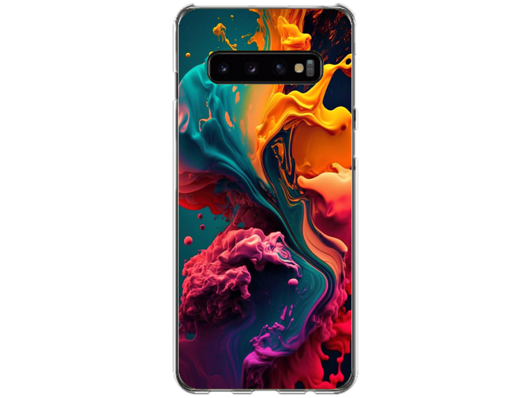 Husa Silicon HQCover compatibila cu Samsung Galaxy S10, model Explozie de culori v1, rezistenta la socuri si zgarieturi, SP1M00029