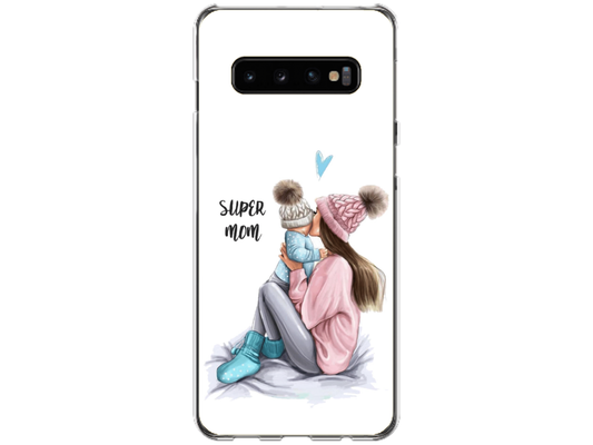 Husa Silicon HQCover compatibila cu Samsung Galaxy S10 Plus, model Super Mom, rezistenta la socuri si zgarieturi, SP1M00030