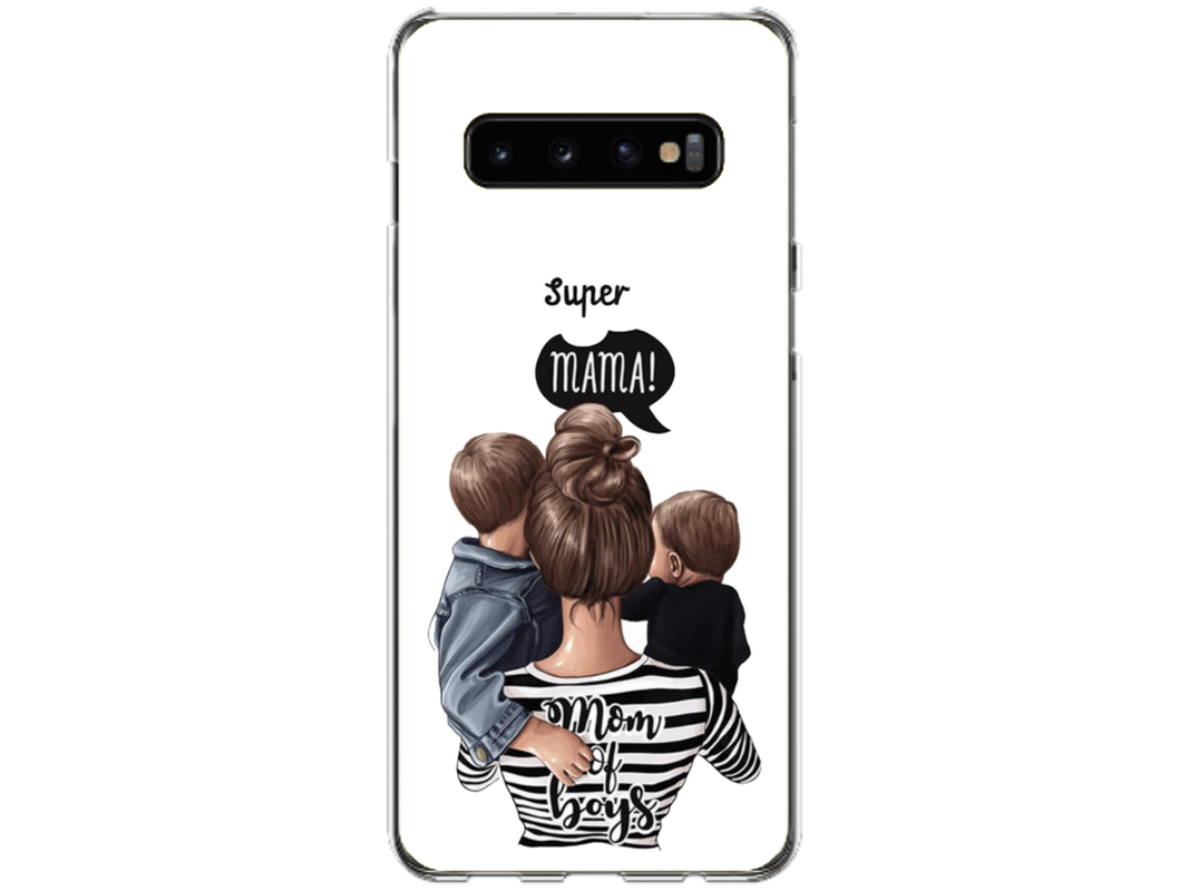 Husa Silicon HQCover compatibila cu Samsung Galaxy S10, model Super Mom of Boys, rezistenta la socuri si zgarieturi, SP1M00031