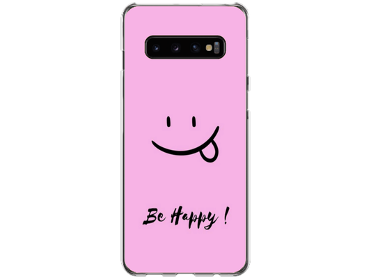 Husa Silicon HQCover compatibila cu Samsung Galaxy S10 Plus, model Be Happy, rezistenta la socuri si zgarieturi, SP1M00033