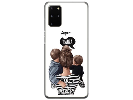 Husa Silicon HQCover compatibila cu Samsung Galaxy S20 Plus, model Super Mom of Boys, rezistenta la socuri si zgarieturi, SP1M00031