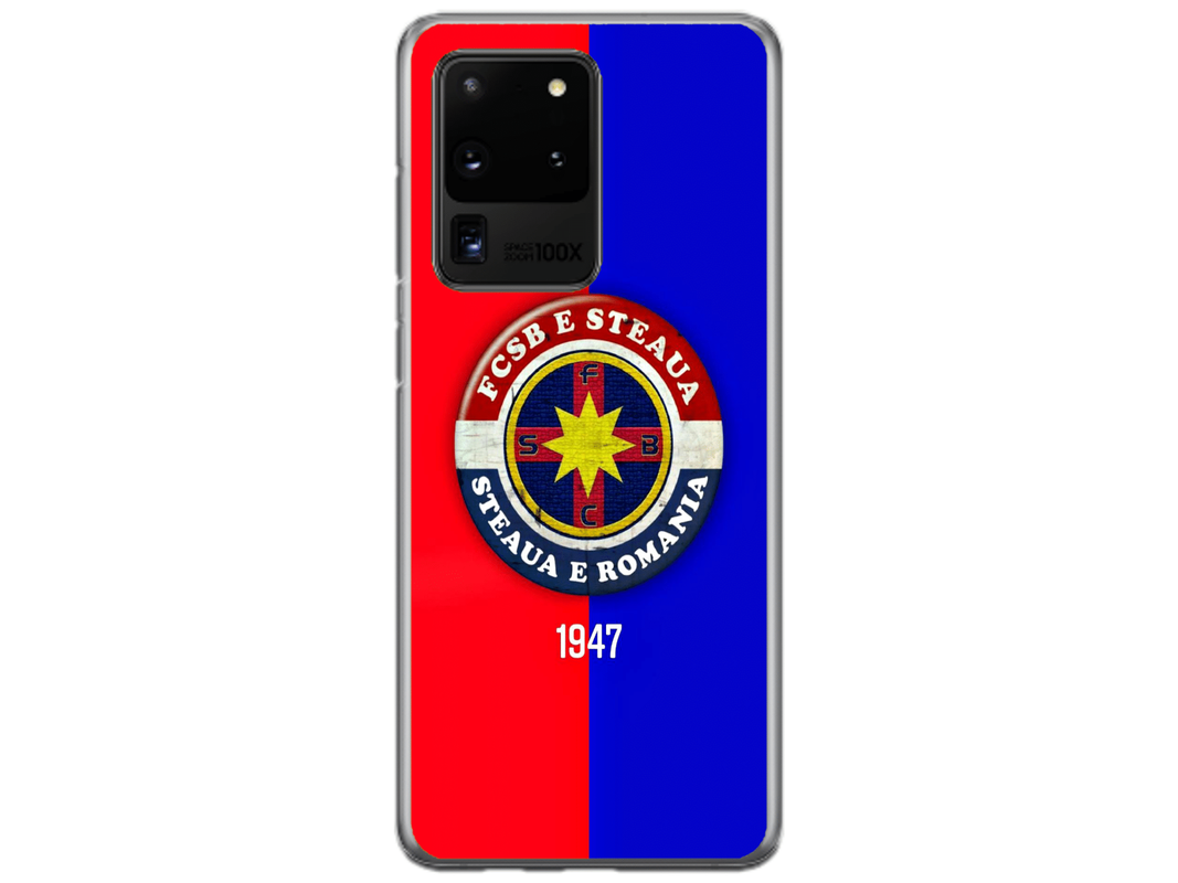 Husa Silicon HQCover compatibila cu Samsung Galaxy S20 Ultra, model FCSB Steaua, rezistenta la socuri si zgarieturi, SP1M00003