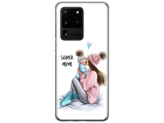 Husa Silicon HQCover compatibila cu Samsung Galaxy S20 Ultra, model Super Mom, rezistenta la socuri si zgarieturi, SP1M00030