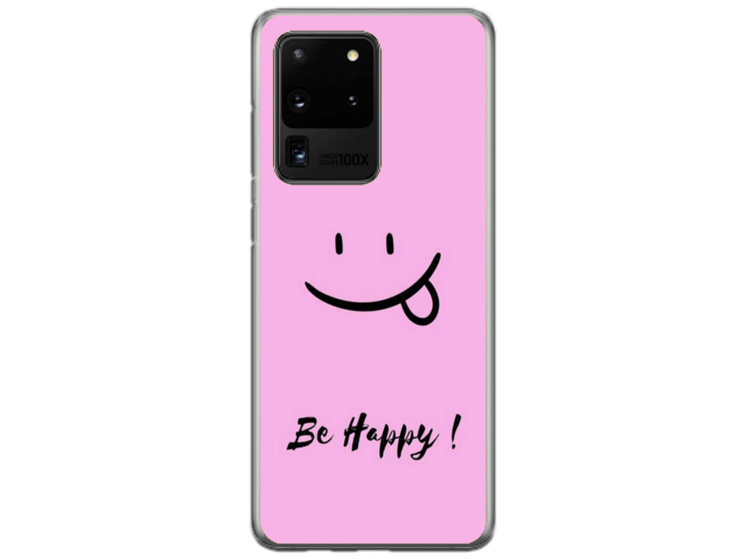 Husa Silicon HQCover compatibila cu Samsung Galaxy S20 Ultra, model Be Happy, rezistenta la socuri si zgarieturi, SP1M00033