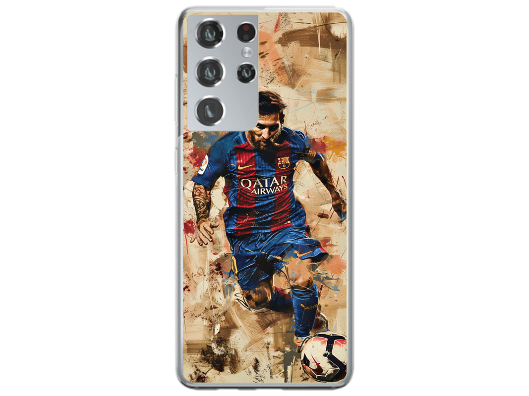 Husa Silicon HQCover compatibila cu Samsung Galaxy S21 Ultra 5G, model Messi v1, rezistenta la socuri si zgarieturi, SP1M00006