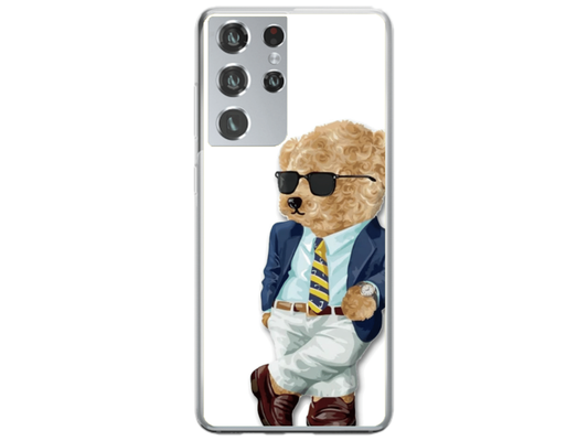 Husa Silicon HQCover compatibila cu Samsung Galaxy S21 Ultra 5G, model Urs Cool, rezistenta la socuri si zgarieturi, SP1M00012