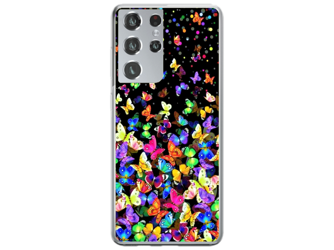 Husa Silicon HQCover compatibila cu Samsung Galaxy S21 Ultra 5G, model Fluturi, rezistenta la socuri si zgarieturi, SP1M00023