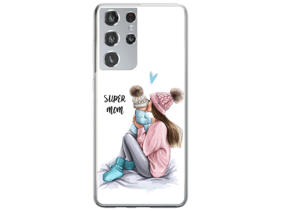Husa Silicon HQCover compatibila cu Samsung Galaxy S24 Ultra, model Super Mom, rezistenta la socuri si zgarieturi, SP1M00030
