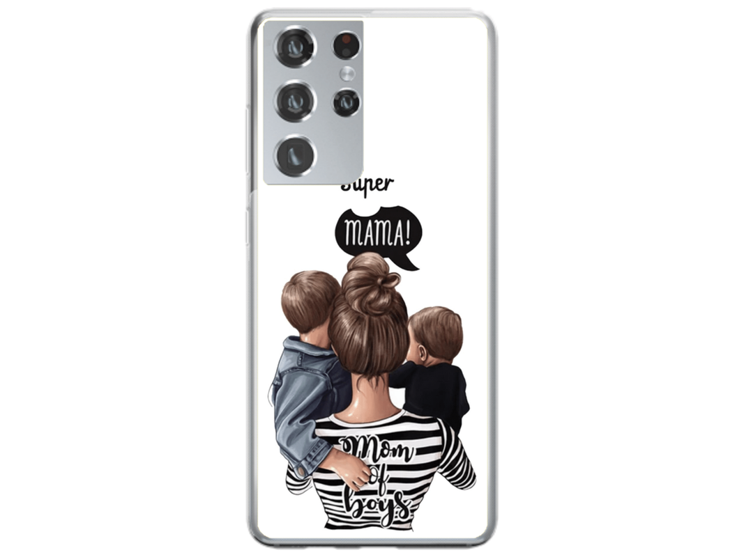 Husa Silicon HQCover compatibila cu Samsung Galaxy S24 Ultra, model Super Mom of Boys, rezistenta la socuri si zgarieturi, SP1M00031