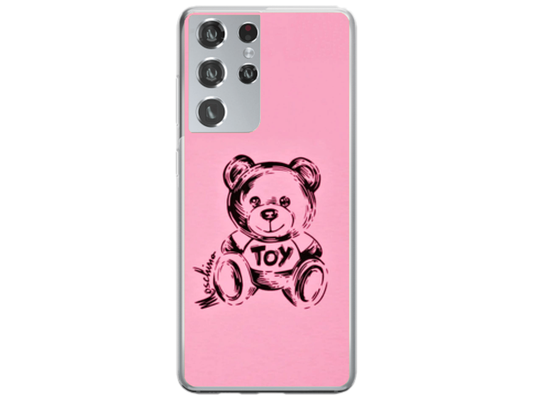 Husa Silicon HQCover compatibila cu Samsung Galaxy S21 Ultra 5G, model Urs Roz, rezistenta la socuri si zgarieturi, SP1M00049
