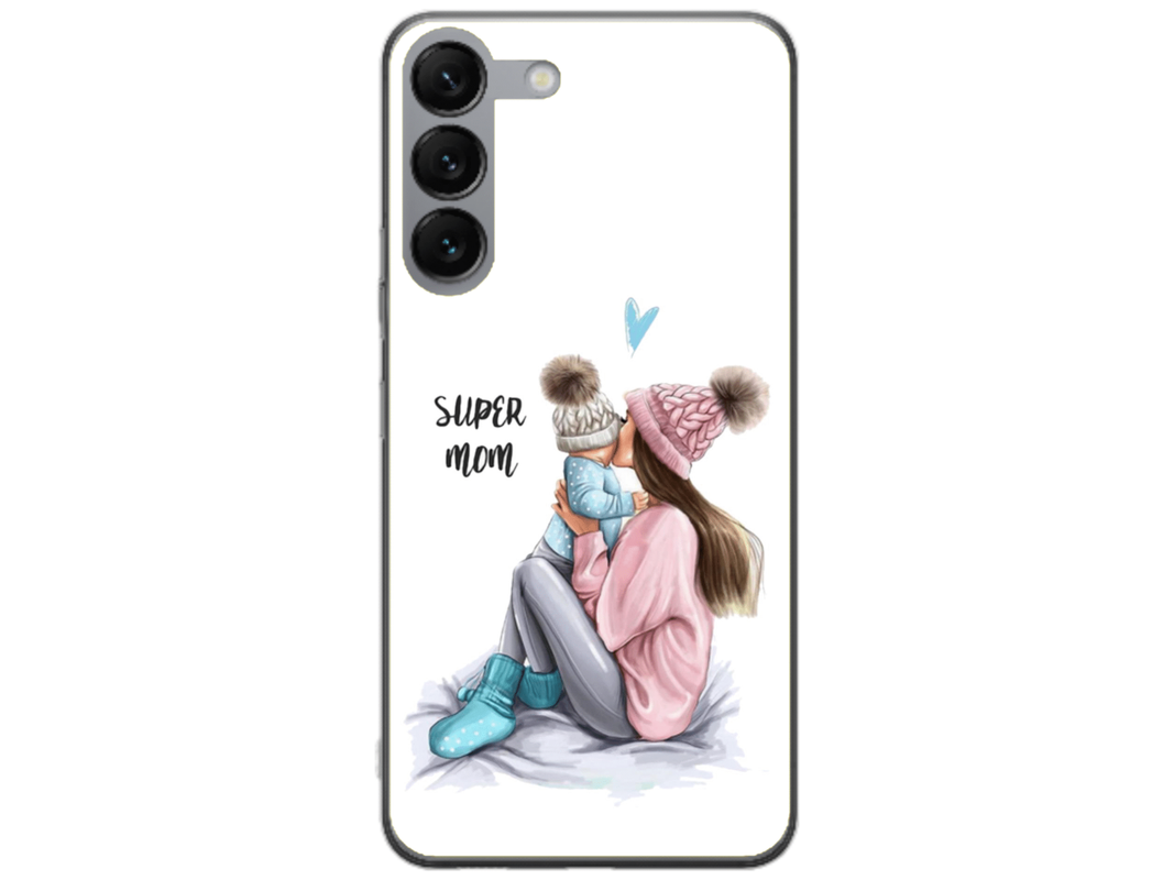 Husa Silicon HQCover compatibila cu Samsung Galaxy S23 FE, model Super Mom, rezistenta la socuri si zgarieturi, SP1M00030