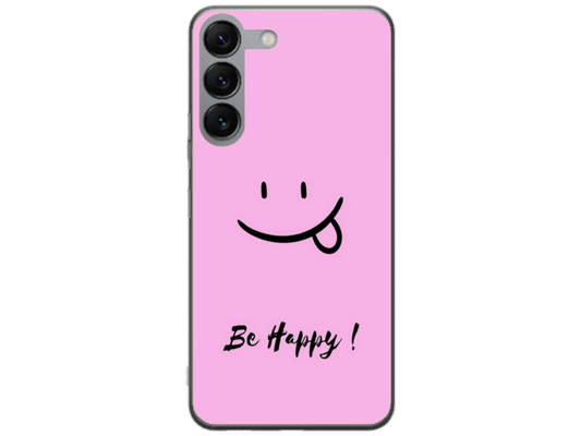 Husa Silicon HQCover compatibila cu Samsung Galaxy S24, model Be Happy, rezistenta la socuri si zgarieturi, SP1M00033