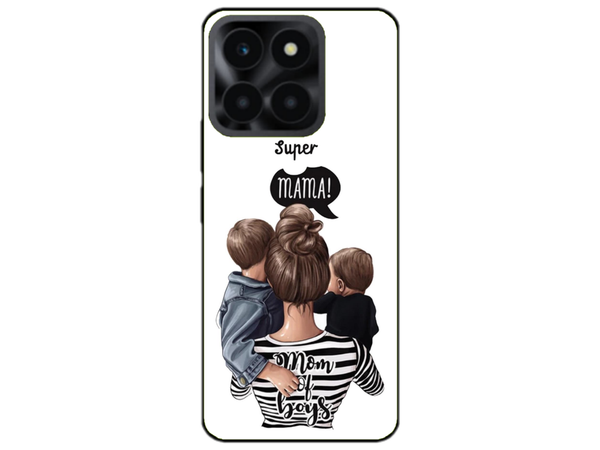 Husa Silicon HQCover compatibila cu Honor x6a, model Super Mom of Boys, rezistenta la socuri si zgarieturi, SP1M00031