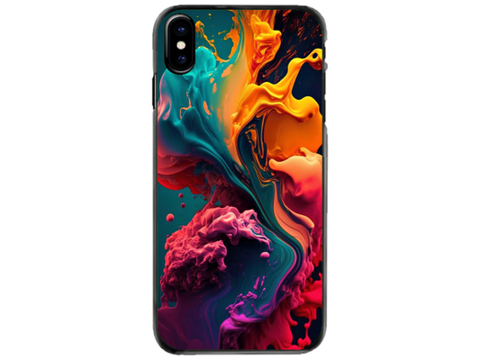 Husa Silicon HQCover compatibila cu Apple iPhone XS, model Explozie de culori v1, rezistenta la socuri si zgarieturi, SP1M00029