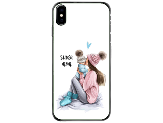 Husa Silicon HQCover compatibila cu Apple iPhone XS, model Super Mom, rezistenta la socuri si zgarieturi, SP1M00030
